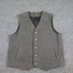 Wyoming Traders Mens Large Gray Wool Button Western Cowboy Vest 13028